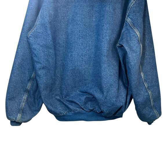 Vintage CARHARTT J139 DST Jacket Denim Hooded Jean Blanket ASAP Rocky 90s Large - Picture 8 of 16